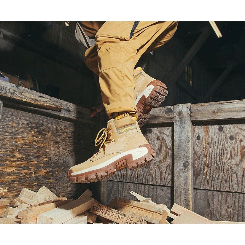 CAT Men's Invader Hi Steel Toe Slip Resist Work Boot -Mushroom- P91596 - Image 6