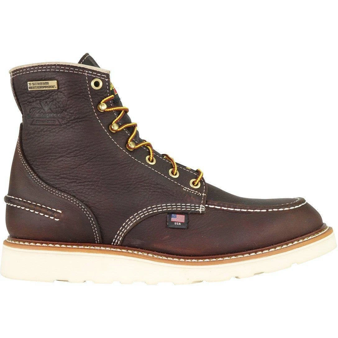 Thorogood Men's USA Made 1957 6" Moc Toe WP Wedge Work Boot Brown - 814-3600 - Image 3