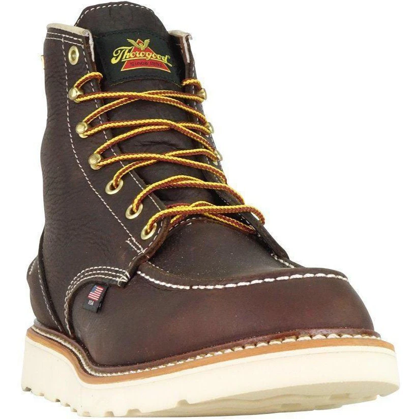 Thorogood Men's USA Made 1957 6" Moc Toe WP Wedge Work Boot Brown - 814-3600 - Image 4